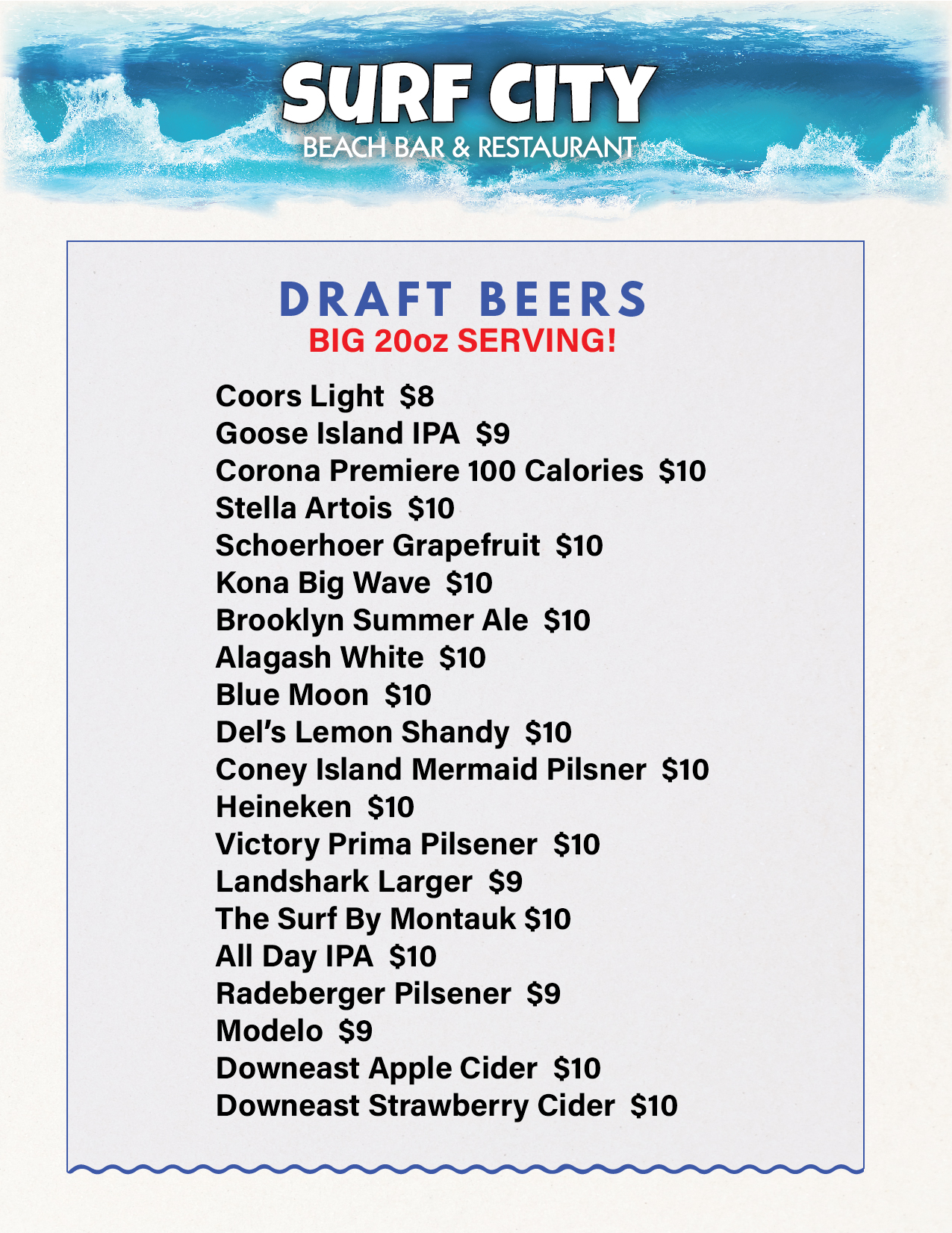 Surf City Menu - Summer 2018 - Stop by and enjoy some delicious food