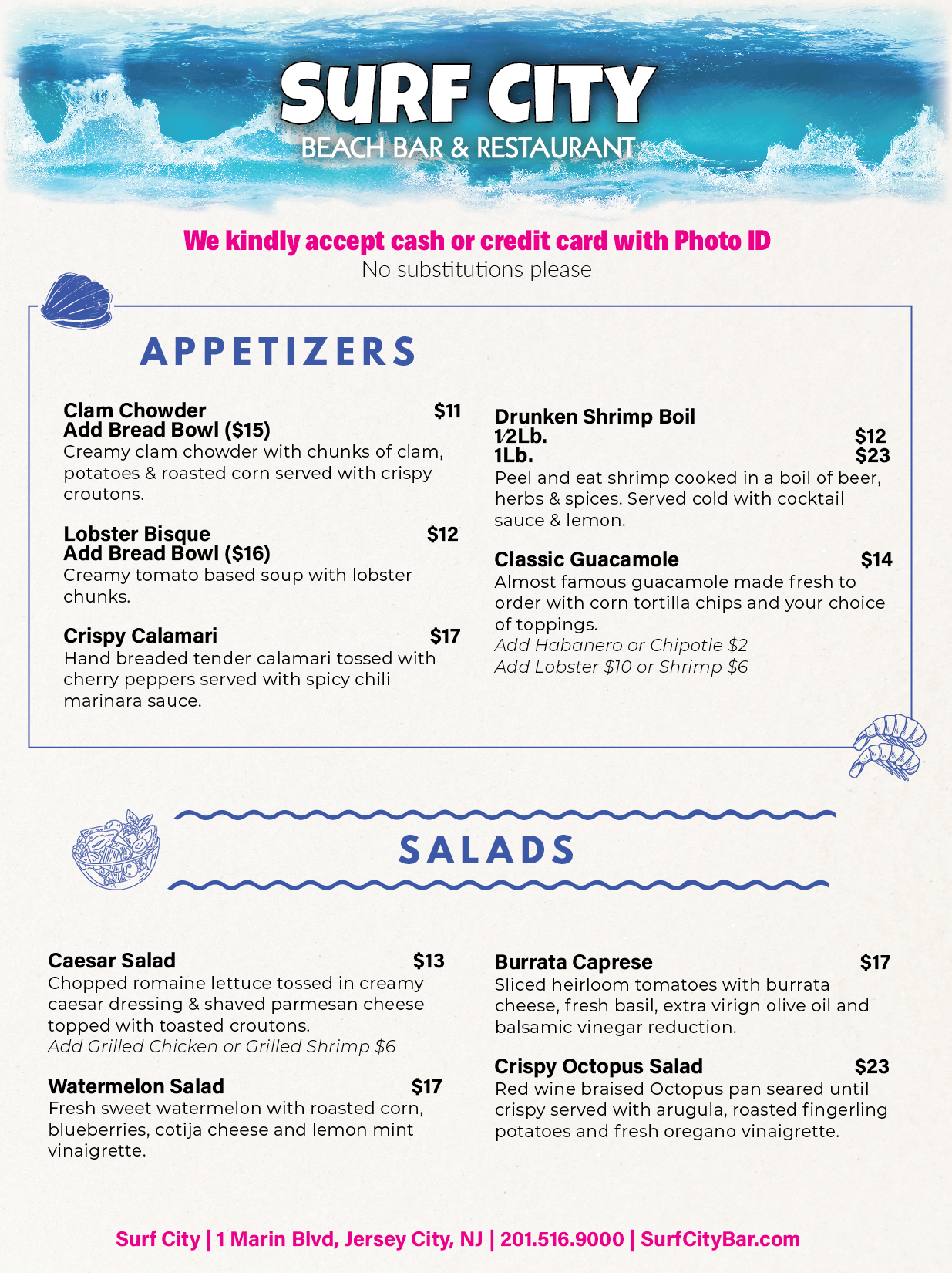 Surf City Menu - Summer 2018 - Stop by and enjoy some delicious food